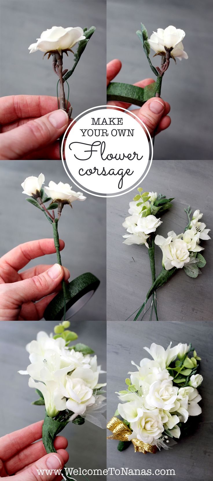 four different images of flowers being held by someone's hands with the words make your own flower bouquet