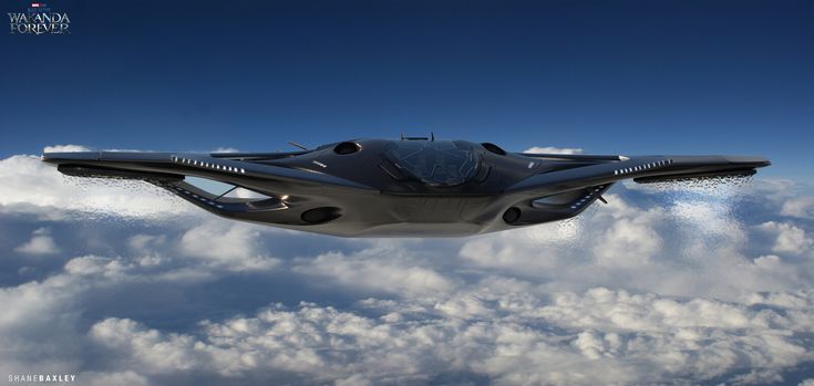 an artist's rendering of a futuristic aircraft flying above the clouds