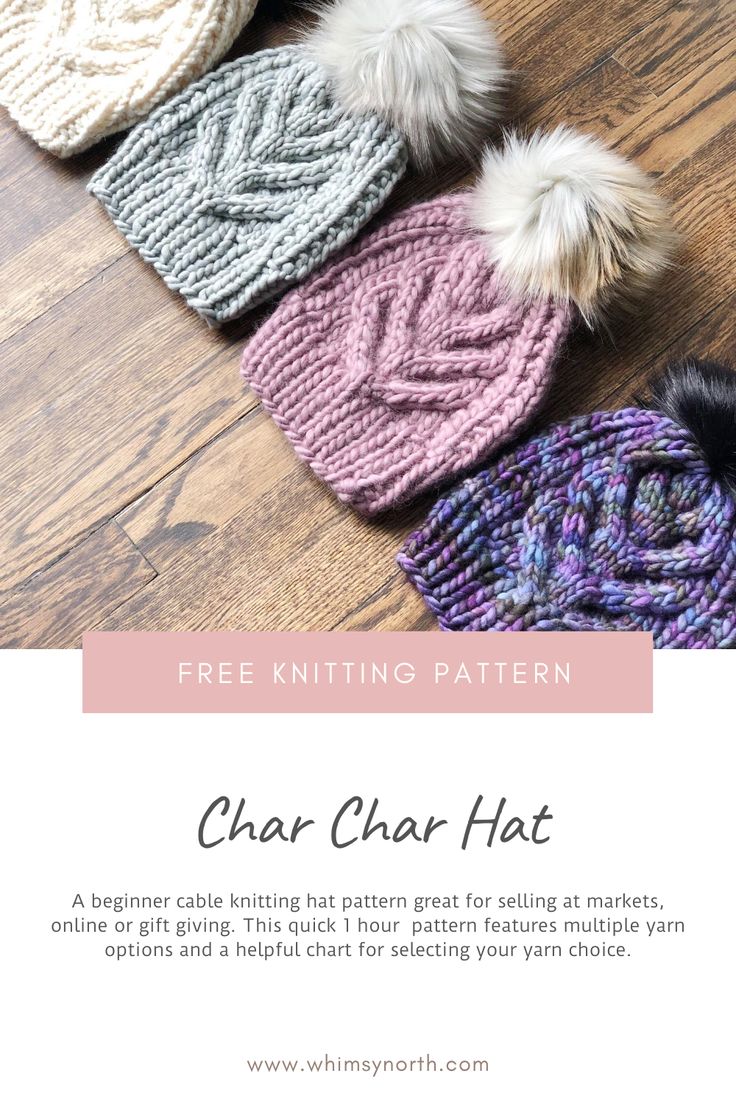 the free knitting pattern for this beanie hat is available in multiple colors and sizes