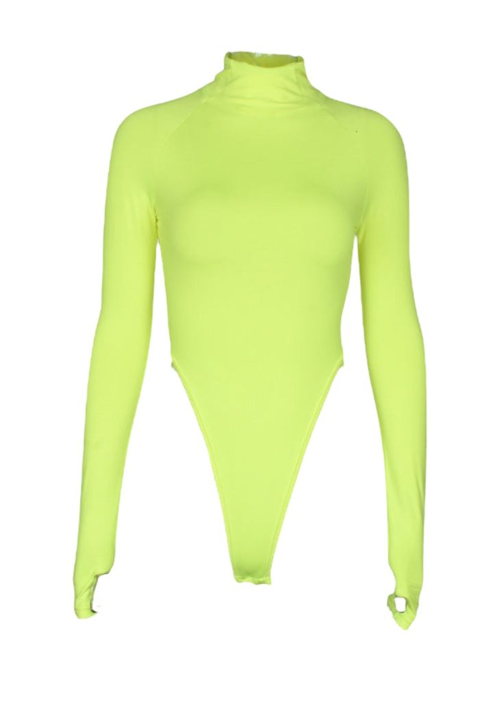 This Turtleneck High-Cut Bodysuit is perfect for any look you want to achieve. It has a long sleeve turtleneck silhouette that has a high-cut leg design that creates a flattering shape and comfortable fit. It's perfect for both everyday wear and special occasions. Fabric composition: polyester fiber Green Long Sleeve High Stretch Bodysuit, Green High Stretch Long Sleeve Bodysuit, Winter Green Fitted Bodysuit, Green Fitted Bodysuit For Winter, Green Long Sleeve Stretch Bodysuit, Green Stretch Long Sleeve Bodysuit, Spring High Neck Bodysuit With Thumbholes, Green Fitted Long Sleeve Bodysuit, Fitted Long Sleeve Green Bodysuit