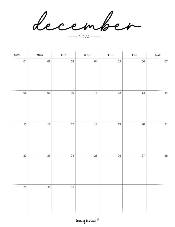 a december calendar with the word december written in cursive writing on it and black ink