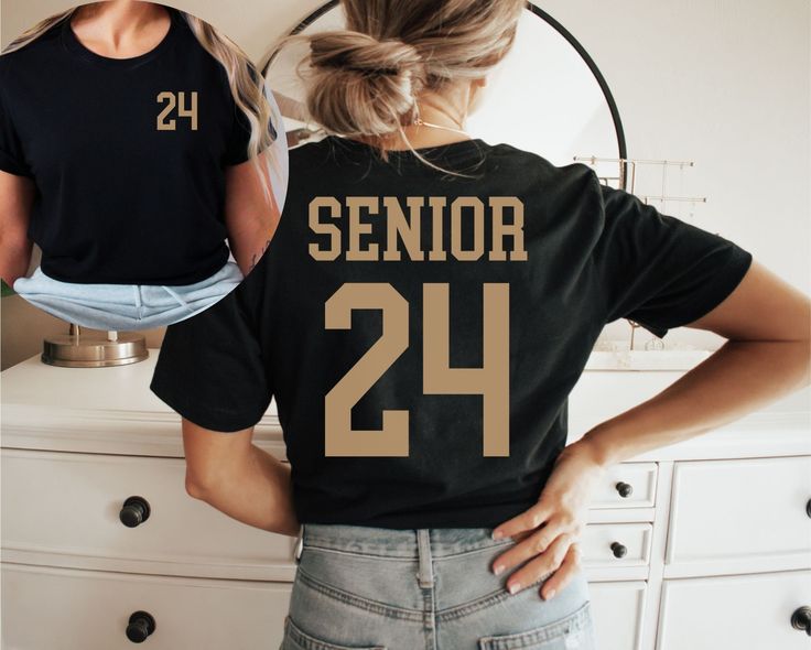 This Senior 24 Shirt with back design is the perfect unisex Tee for Seniors Graduating Class of 2024 -100% Cotton Please check size charts before ordering! * Our products are unisex * If you would like a tighter fit, please order one size down for shirts. For Comfort Colors, order 2 sizes up for T-shirt Dress. * For sweatshirts and Hoodies, sizing runs true to fit * Follow care instructions How to Order: * Choose Color and Size from the dropdown menu and add to cart. Be sure to check size and color charts before making your selection Products are expected to arrive in 5-10 business days Returns & Exchanges are not accepted If you are unhappy with your order please contact us and we will be happy to make it right! Thank you for supporting our small family run business! For more designs visi Class Of Shirt Ideas, Class Of 2024 Shirt Ideas, Senior T Shirts Ideas Design, Cute Senior Shirts, Senior Tshirts, Senior Events, Senior Era, Senior Class Shirts, Senior Sweatshirts