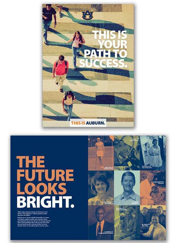 three brochures for the future looks bright, including one with an image of people on it