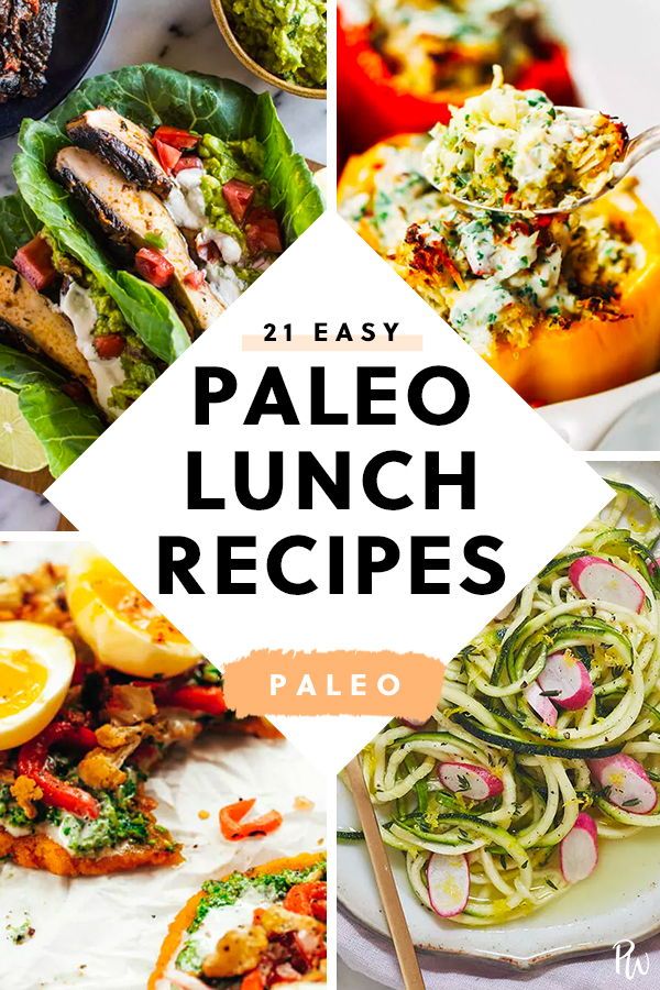 paleo lunch recipe collage with text overlay