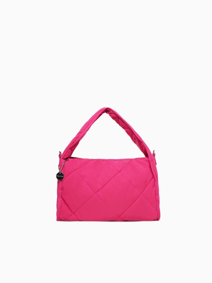 Paula Shoulder Bag Fuchsia Bright Pink Rectangular Pink Hobo Bag For Travel, Trendy Pink Hobo Bag For Travel, Pink Flap Shoulder Bag With Removable Pouch, Pink Rectangular Hobo Bag With Removable Pouch, Rectangular Pink Hobo Bag With Removable Pouch, Pink Shoulder Bag With Removable Pouch, Pink Pouch Shoulder Bag For On-the-go, Pink Rectangular Baguette Bag With Top Carry Handle, Pink Rectangular Baguette Bag With Top Handle