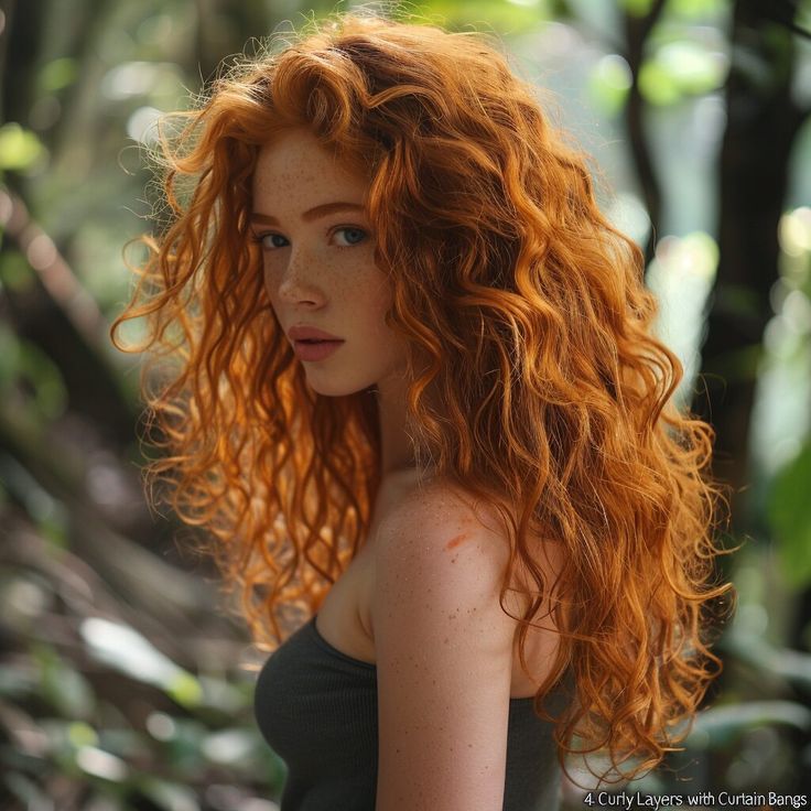 Layered Curly Haircuts Long, Wavy Hair Ginger, Long Red Hair Aesthetic, Curly Red Hair Aesthetic, Red Head Curly Hair, Long Red Wavy Hair, Curly Red Head, Red Head Women, Long Red Curly Hair