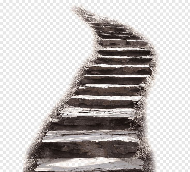 a set of stone steps with snow on the ground and sky in the background png