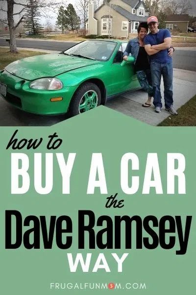 a man and woman standing next to a green car with the words how to buy a car