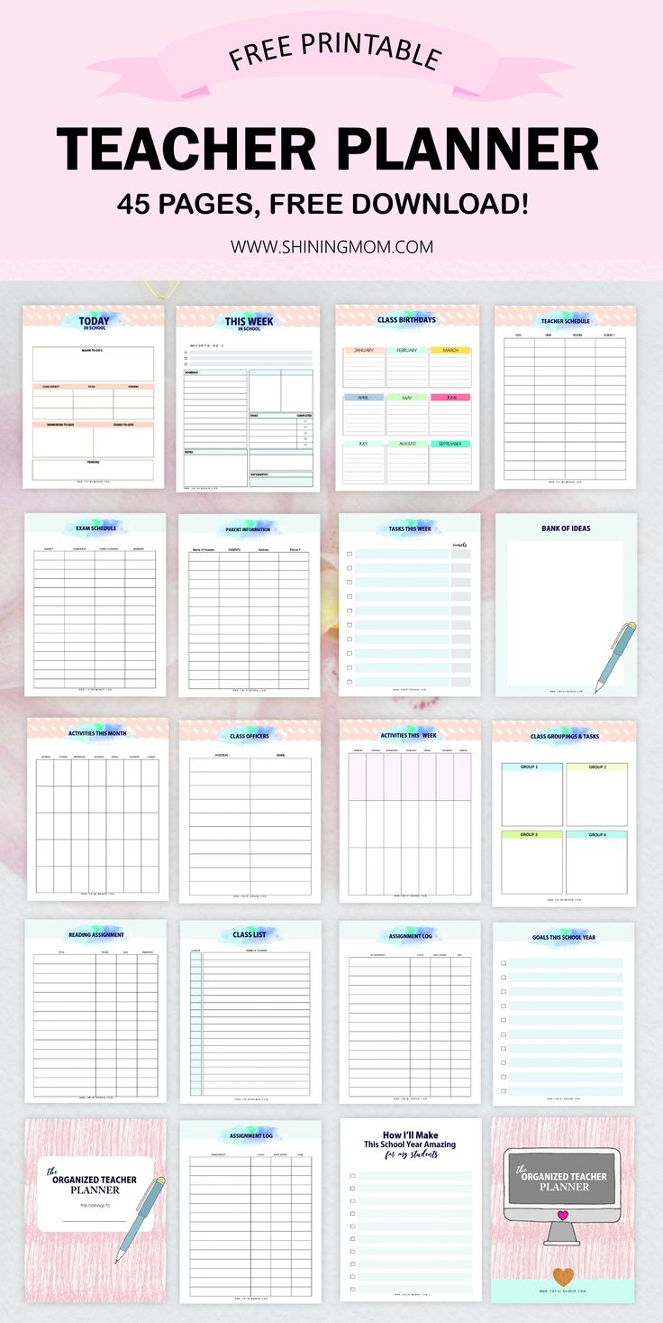 free printable teacher planner Teacher Binder Printables Free, Free Lesson Planner, Business Planner Printables, Planner For Teachers, Lesson Planner Template, Printable Teacher Planner, Teacher Calendar, Teacher Planner Templates, Weekly Planner Free Printable