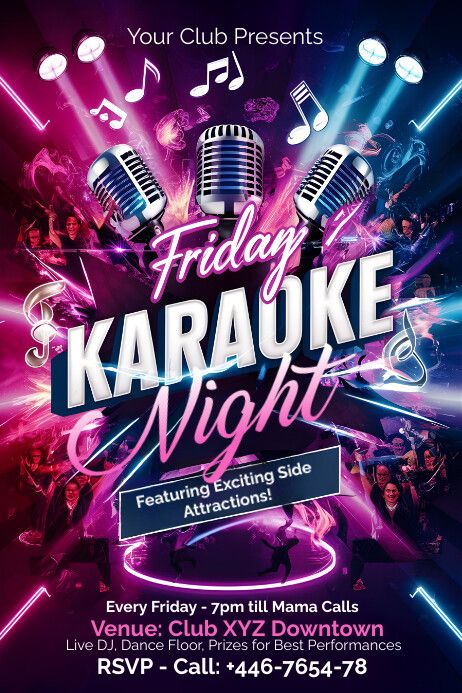 the flyer for friday karaoke night