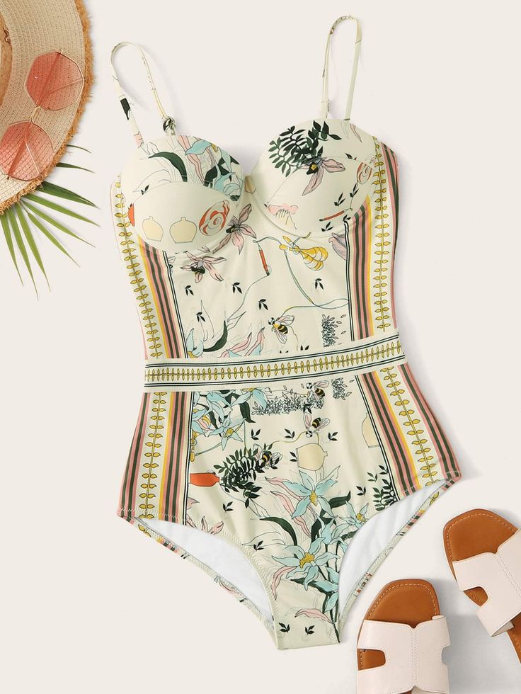 Floral Print One Piece Swimsuit Floral Print Backless Swimwear For Sunbathing, Backless Floral Print Swimwear For Sunbathing, Green Floral Print Bodysuit For Beach, Multicolor Backless Swimwear For Pool, Multicolor Backless Swimwear For Beach Season, Multicolor Backless Swimwear For Poolside, Multicolor Floral Print Bodysuit For Pool, Multicolor Floral One-piece Bodysuit, Multicolor Floral Print One-piece Bodysuit