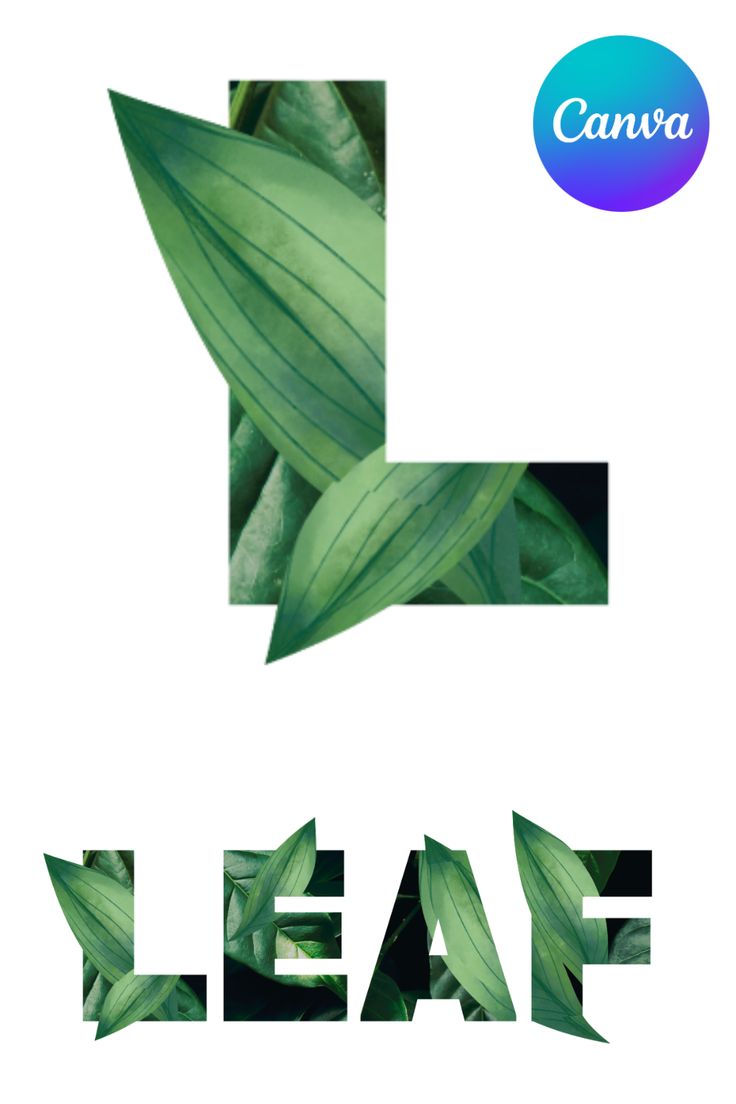 the letter l is made up of leaves