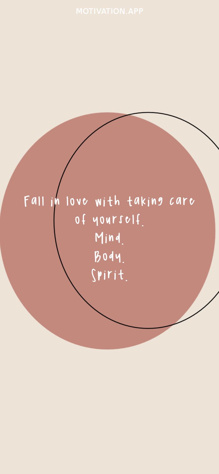 two circles with the words fall in love with taking care of yourself, mind and spirit