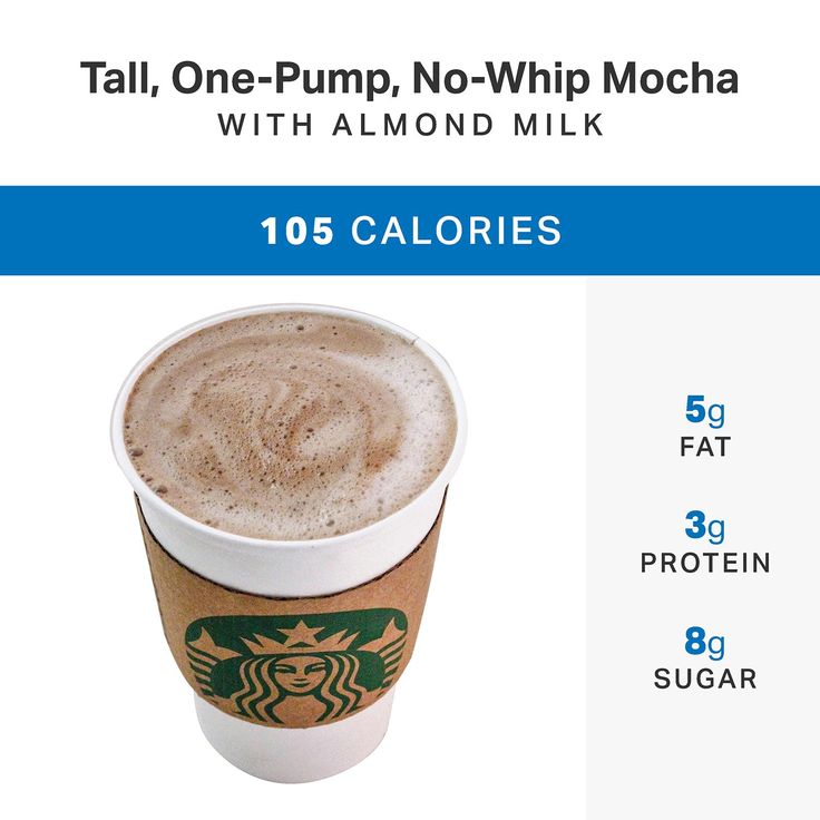 a cup of coffee with calories on it and the label for starbucks's one - pump no - whip mocha