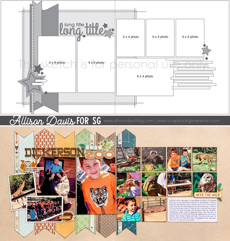 the layouts for this page are made up of photos and text, with an image of