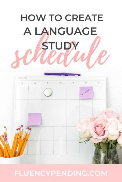 a desk with flowers, pencils and notes on it that says how to create a language study schedule