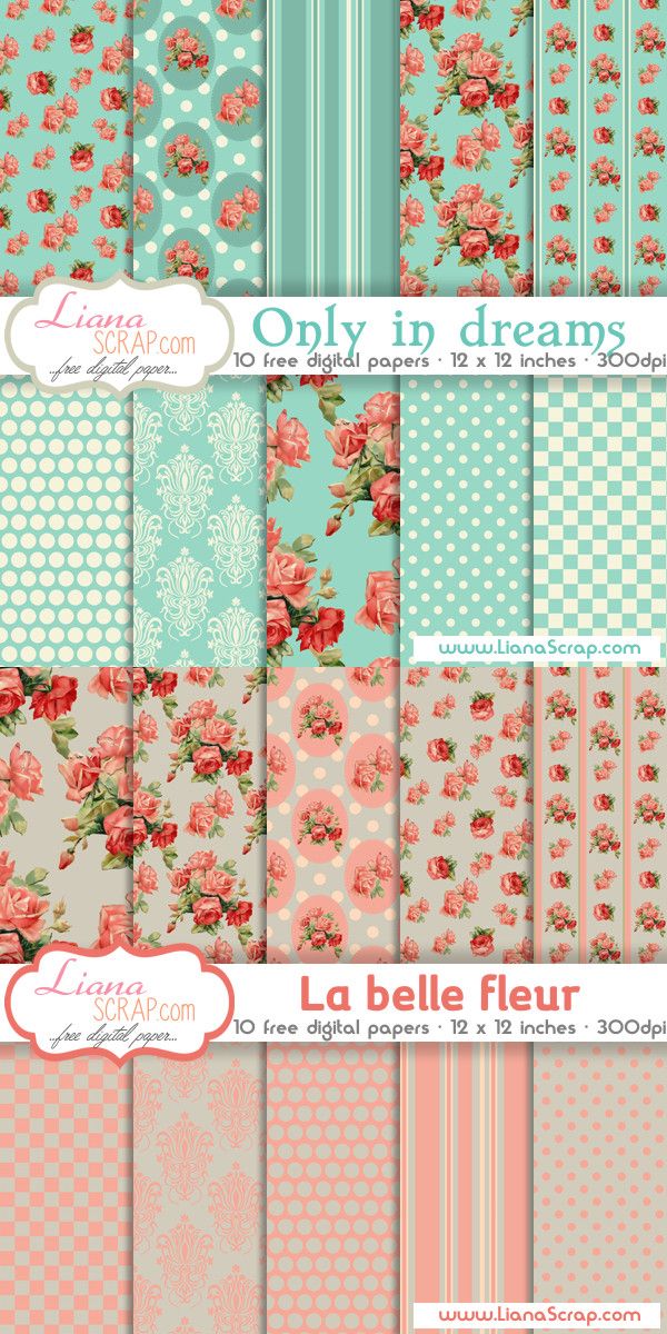 an assortment of digital papers with roses on them