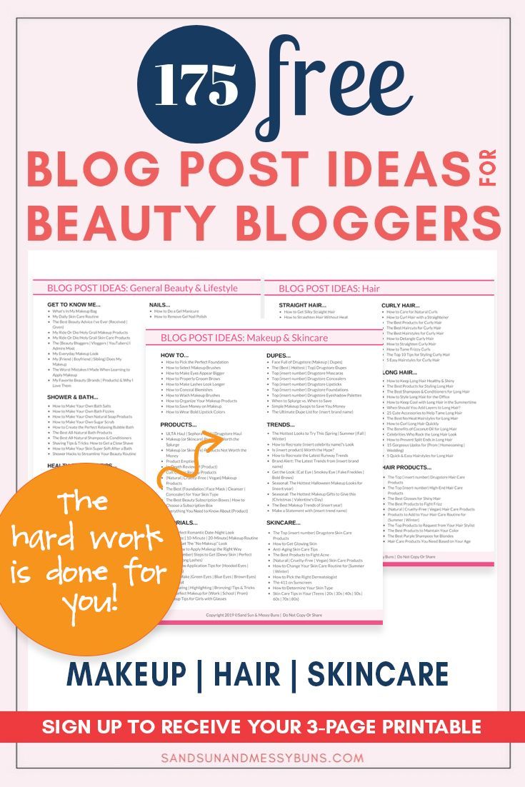 a flyer with the words,'free blog post ideas for beauty bloggers '