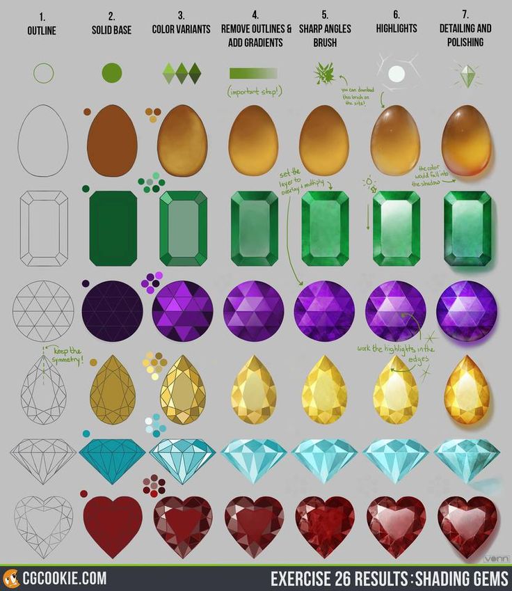 the different shapes and sizes of gems are shown in this graphic style, with each diamond being