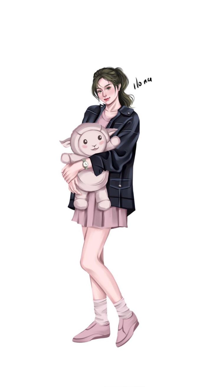 a drawing of a girl holding a stuffed animal in her arms with the caption, i do not know