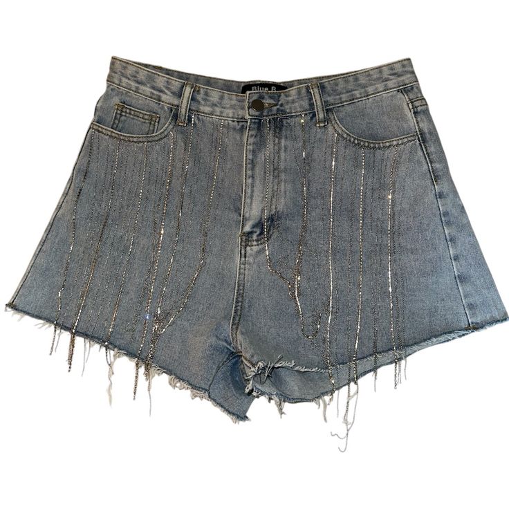 I Bought These At A Boutique In Nashville, And Ended Up Never Wearing Them. Size L Light Denim Wash Jeweled Fringe Would Look So Good With White Cowgirl Boots! I’m Tagging A Different Brand Just So It Can Receive More Views. Denim Bottoms For Summer Night Out, Denim Jean Shorts For Night Out, Denim Bottoms For Night Out In Summer, Mid-rise Denim Jean Shorts For Night Out, High Waist Bottoms With Frayed Hem For Night Out, Cutoff Denim Jeans For Night Out, Medium Wash Summer Bottoms For Night Out, Denim Cutoff Shorts For Night Out, Denim High-waisted Shorts For Night Out