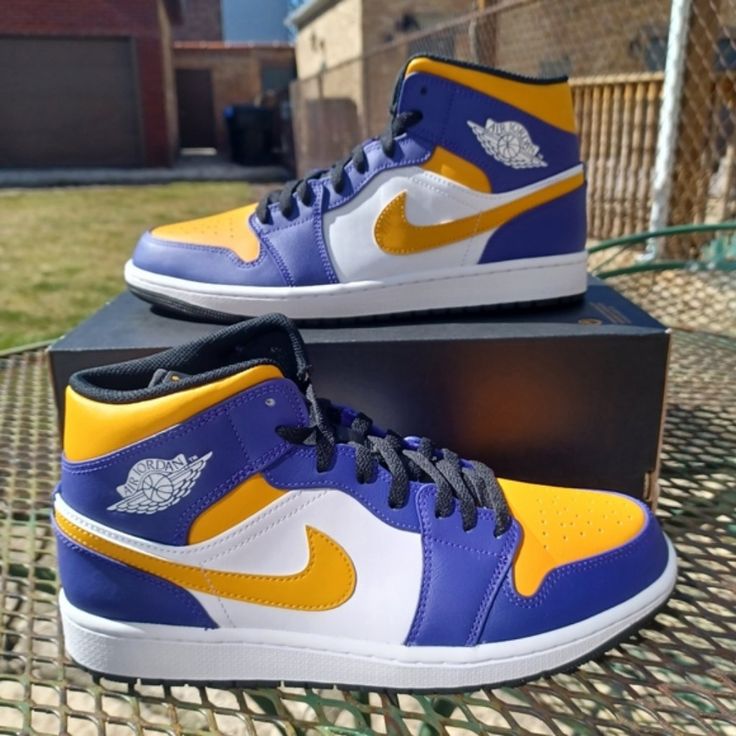 Nike Air Jordan 1 Mid 'Lakers' Sneakers - Men's Size 10 (Fits Women's 11.5) - Brand New With Half Box (No Lid) Elevate Your Sneaker Game With The Nike Air Jordan 1 Mid 'Lakers' Sneakers, Available In Men's Size 10, Which Also Comfortably Fits Women's Size 11.5. These Sneakers Are Brand New And Come With A Half Box (No Lid). Expect Swift Shipping. I'll Ship Your Order The Same Or Next Day After Purchase. Don't Just Take My Word For It, Check Out My Outstanding Reviews And Shop With Confidence. #N Custom Sneakers For Sports Events With Boost Midsole, Custom Sneakers With Boost Midsole For Sports, Casual Yellow Custom Sneakers For Light Sports, Yellow Round Toe Basketball Shoes For Sports Events, Yellow Casual Custom Sneakers For Light Sports, Yellow Sporty Sneakers For Sports Events, Sporty Yellow Sneakers For Sports Events, Yellow Basketball Shoes With Boost Midsole For Sports Events, Custom High-top Fade-resistant Sneakers For Sports Events