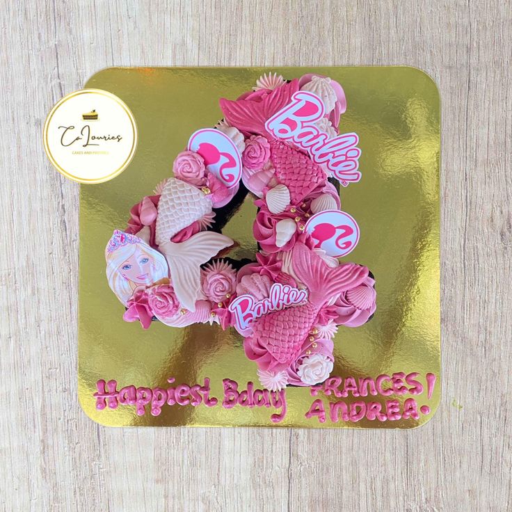 a birthday card with pink flowers and hearts