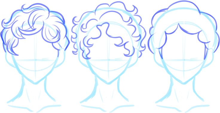 how to draw the faces of three men with different hair styles and hairstyles