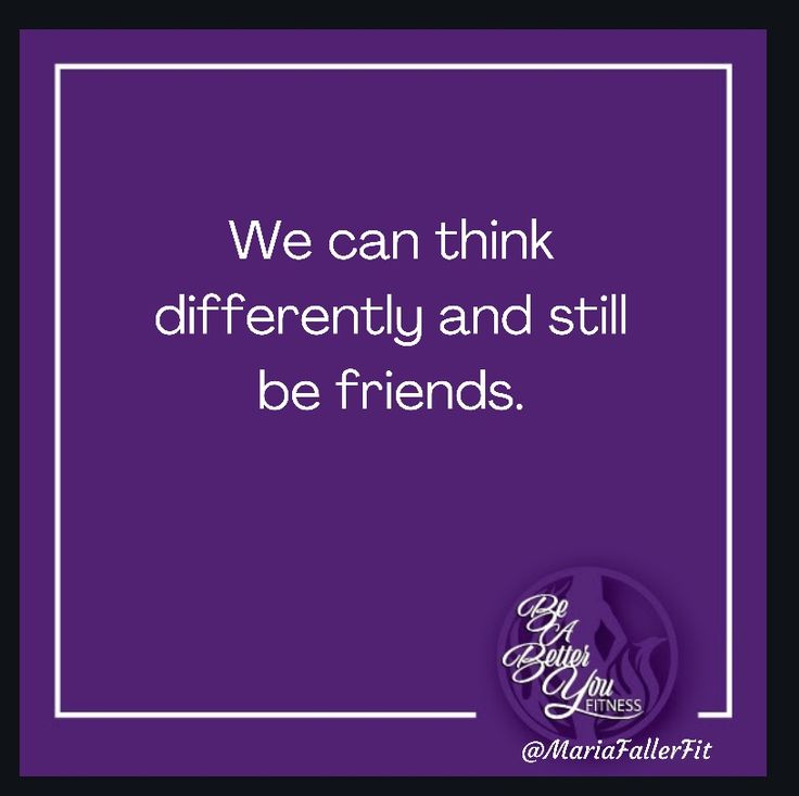 a purple square with the words we can think differently and still be friends on it