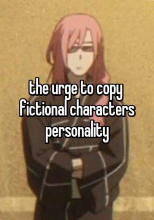 an anime character with pink hair standing in front of a wall and text that reads, the