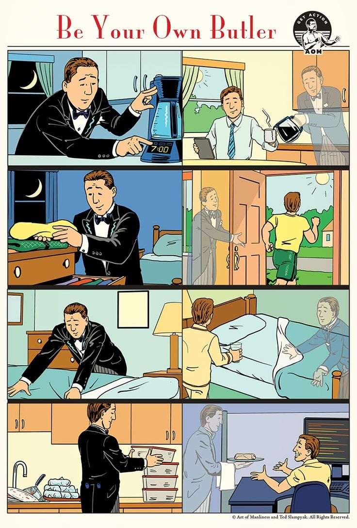 a comic strip with the words be your own butler