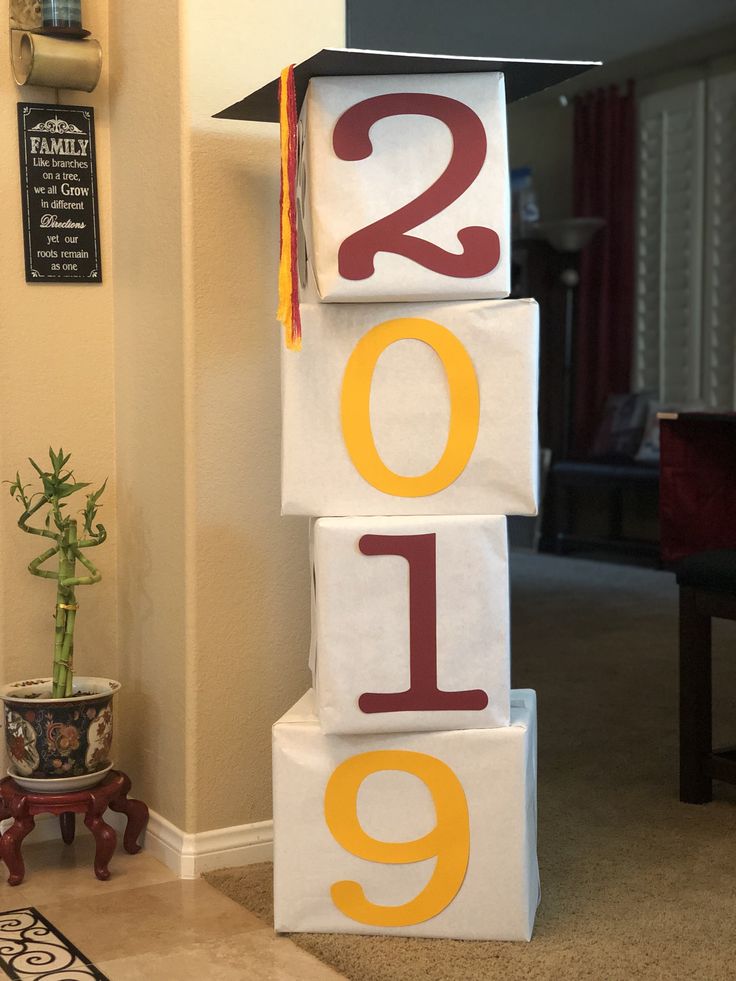 a stack of blocks with the word 2012 spelled out in red, yellow and white