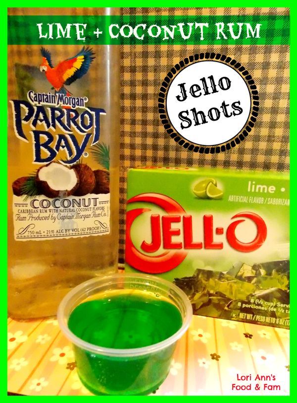 the ingredients to make jello - o'coconut rum are shown in this image