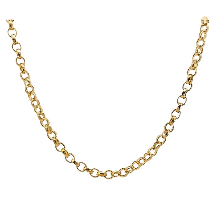 Large Rolo Link Chain Made of 18K Gold Plated Brass Measures 15" Elegant Gold-tone Rolo Chain Necklace, Gold Plated Round Rolo Chain Necklace, Gold Plated Rolo Chain Necklace, Gold Rolo Chain Link Necklace, Yellow Gold Oval Link Rolo Chain Necklace, Yellow Gold Plated Rolo Chain Necklace, Yellow Gold Necklace With Oval Link Rolo Chain, Classic Gold-plated Necklace With Rolo Chain, Classic Gold Rolo Chain Necklace