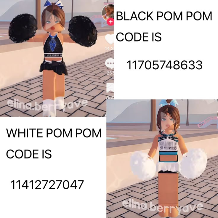 two pictures of the same character in black pom code is white pom code is 12372004