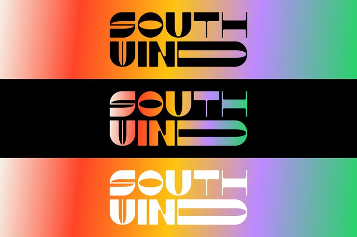 three different font styles that appear to be made out of rainbows and black stripes