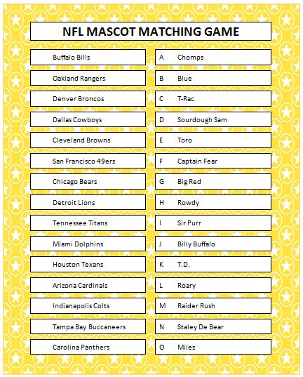 the nfl match game is shown in yellow and white