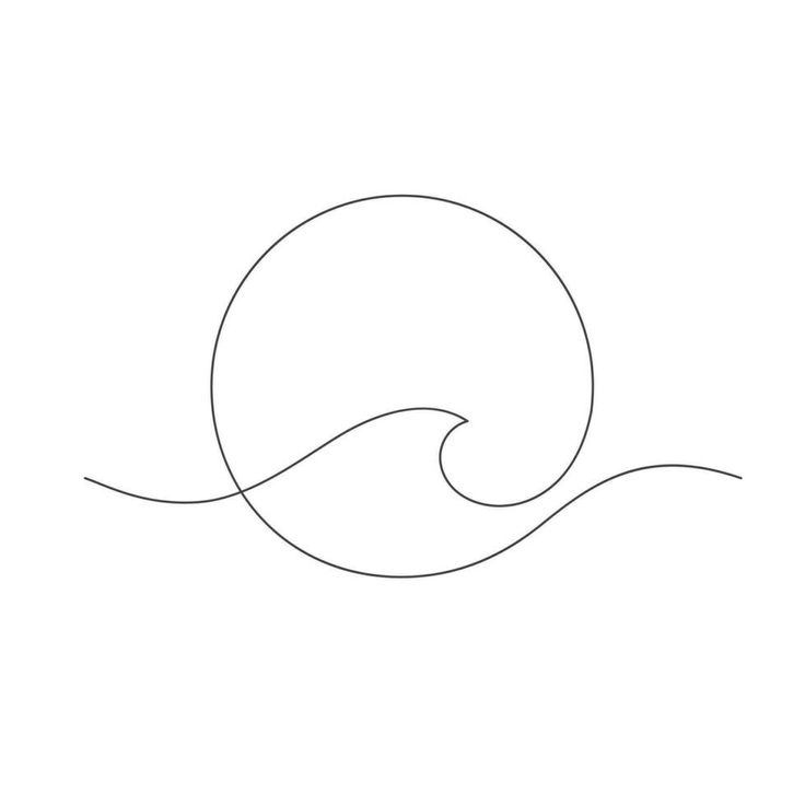 a line drawing of a wave in the middle of it's body, with one end