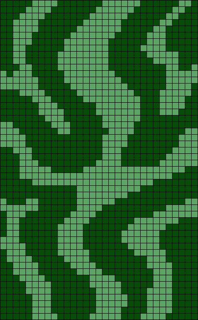 an image of a green pattern with leaves on the side and dots in the middle