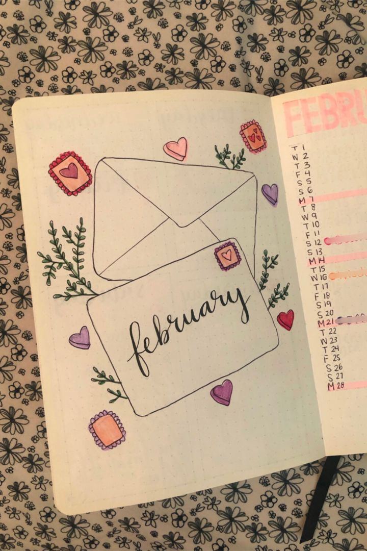 Love letter February bullet journal cover page February Journal Cover Page, February Calendar Doodles, February Aesthetic Drawing, Bullet Journal Month Cover February, February Journal Page, First Page Journal Ideas Aesthetic 2024, February Planner Ideas, Journal Ideas Cover Page, Journal First Page Ideas Aesthetic