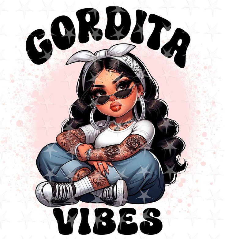 a drawing of a girl with tattoos on her face and the words gordia vibes