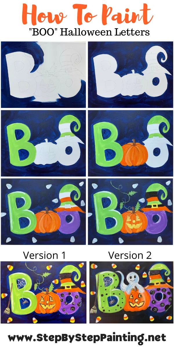 how to paint letters for halloween with pumpkins and jack - o'- lanterns