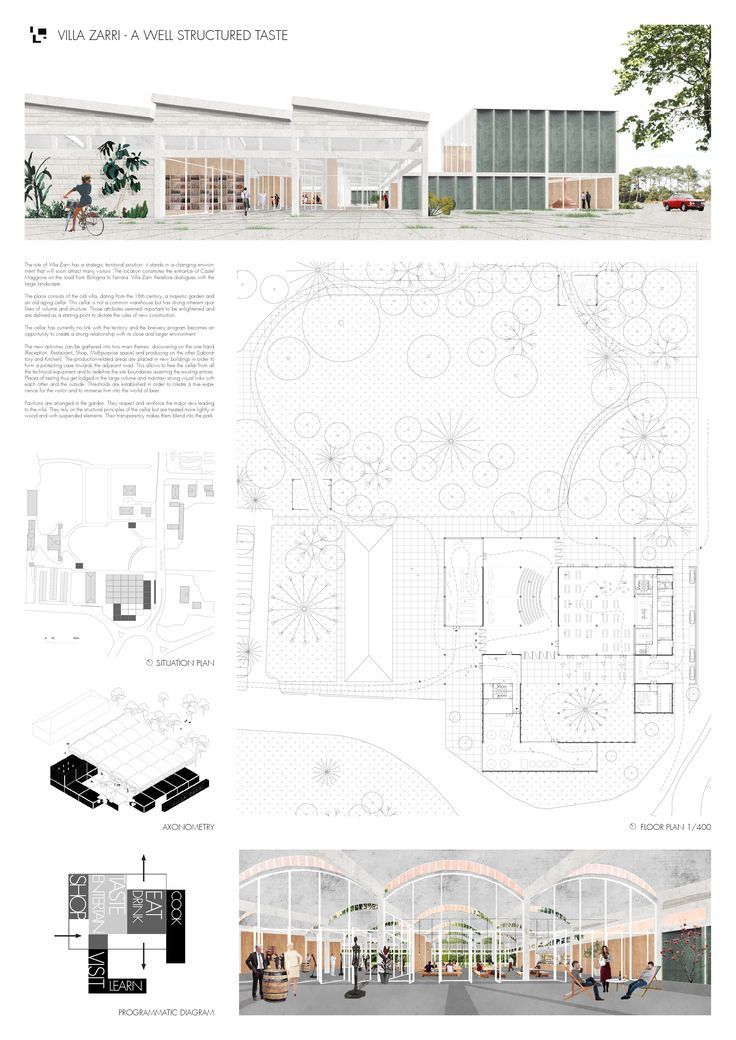 an architectural drawing shows the interior and exterior of a building