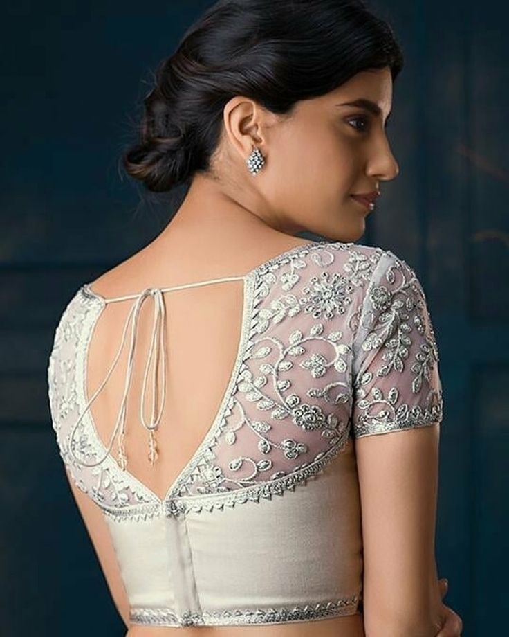 Saree Jacket Designs, Netted Blouse Designs, Cotton Saree Blouse Designs, Silver Blouse, Saree Blouse Neck Designs, New Saree Blouse Designs, Latest Model Blouse Designs, Backless Blouse Designs, Blouse Back Neck Designs