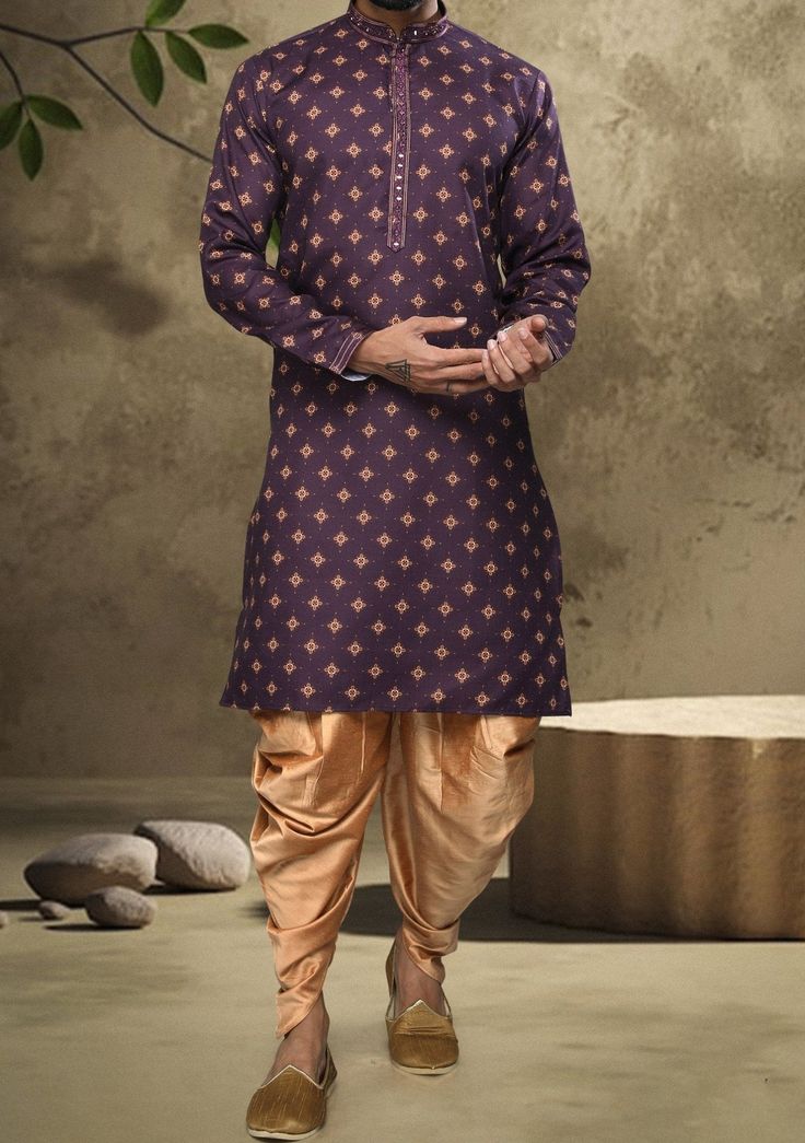 Men's Traditional Party Wear Kurta Pajama - db21683 Trouser Embroidery, Traditional Party Wear, Punjabi Boutique, Party Wear Kurta, Indo Western Sherwani, Mens Sherwani, Indian Kurta, Chinese Collar, Kurta Pajama