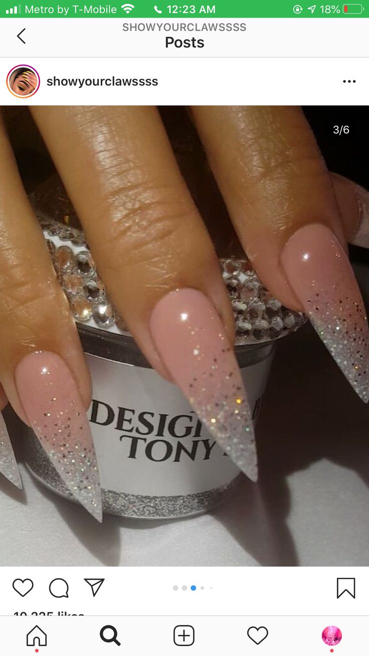 Stiletto Nails Design, Vision Design, Unghie Sfumate, Kutek Disney, Nails Design Ideas, Stiletto Nail Art, Ombre Nails Glitter, Stiletto Nails Designs, Almond Acrylic Nails