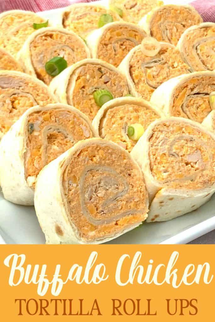 a plate full of tortilla roll ups with the words, buy alo chicken tortilla roll ups