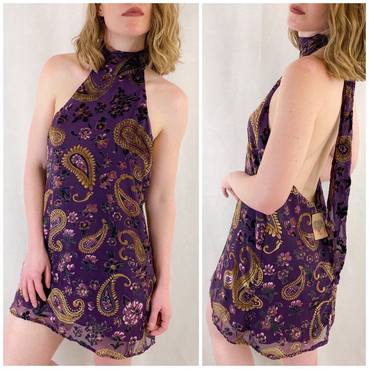 Nwt No Flaws Excellent Condition Offers Are Welcome American Threads After Velvet Burnout Dress - Halter Open Back Dress - Velvet Paisley Burnout Pattern - Neck Tie Halter Closure - Low Scoop Back - Back Zip - Lined Measurements Ptp 21” Length Front 32” Waist/Hip 18” Boho, Festival, Summer, Summer Dress, Flirty, Chic Purple Paisley Print Dress For Spring, Purple Paisley Print Spring Dress, Purple Paisley Print Dress For Summer, Summer Purple Dress With Paisley Print, Summer Purple Paisley Print Dress, Fitted Purple Bohemian Mini Dress, Velvet Burnout Dress, Burnout Velvet Dress, American Threads