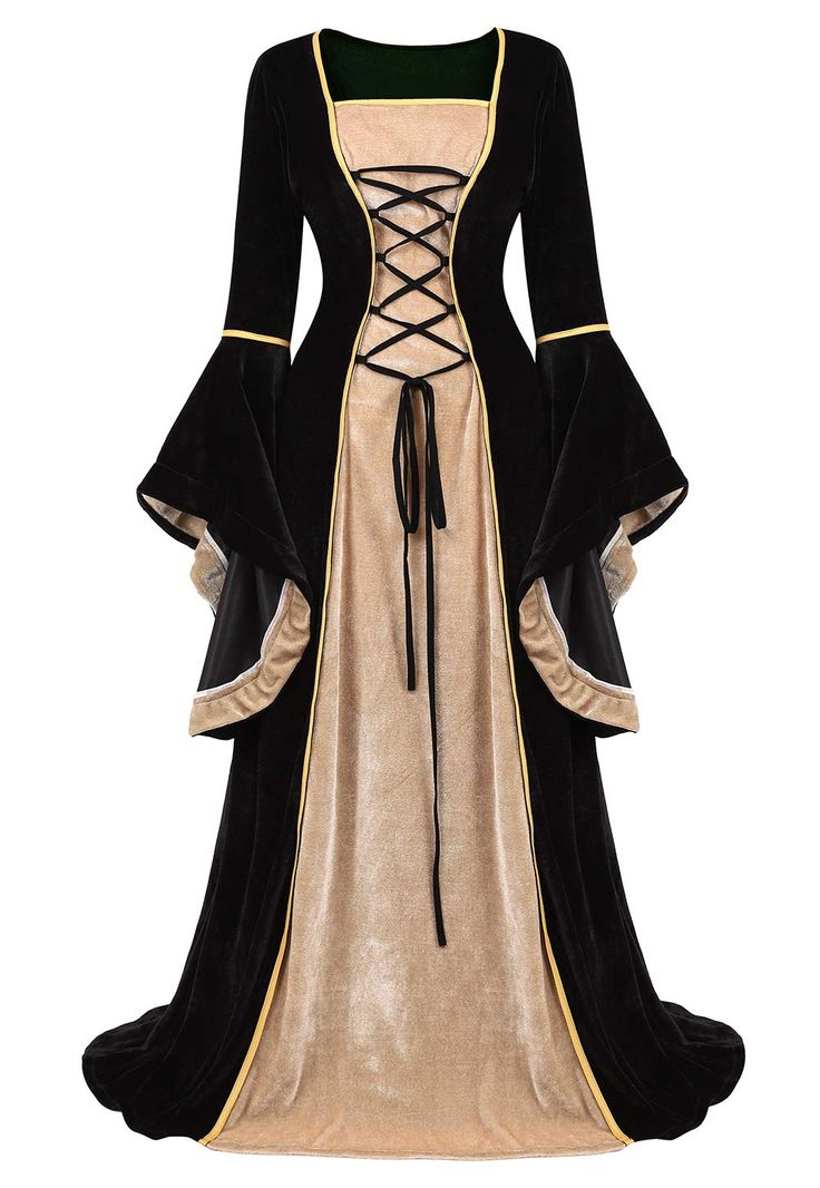 PRICES MAY VARY. Womens Irish Medieval Dress Renaissance Costume Retro Gown Cosplay Costumes Fancy Velvet Long Dress. Material: This Elegant Gown Is Made of Soft Velvet,Polyester and Cotton Blend Fiber, with this such Retro Gown renaissance medieval fancy dress, you will enjoy a wonderful night! Feature: Floor Length Medieval Long Dresses, Flare Sleeve, Vintage Style.And There is Lacing Up on Back,Which Can Be Adjusted to Fit Your Figure. Occasions: Suitbale for renaissance festival,wedding, hal Green Medieval Dress, Medieval Costume Women, Gothic Gowns, Irish Dress, Vampire Dress, Queen Dresses, Red Costume, Fancy Gowns, Costume Women