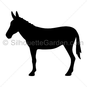 a black and white silhouette of a donkey